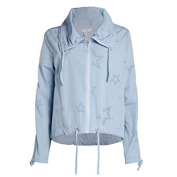 Nanette Lepore Women's Glacier Estrella Star Jacket Windbreaker Nylon Blue Med - Picture 1 of 8